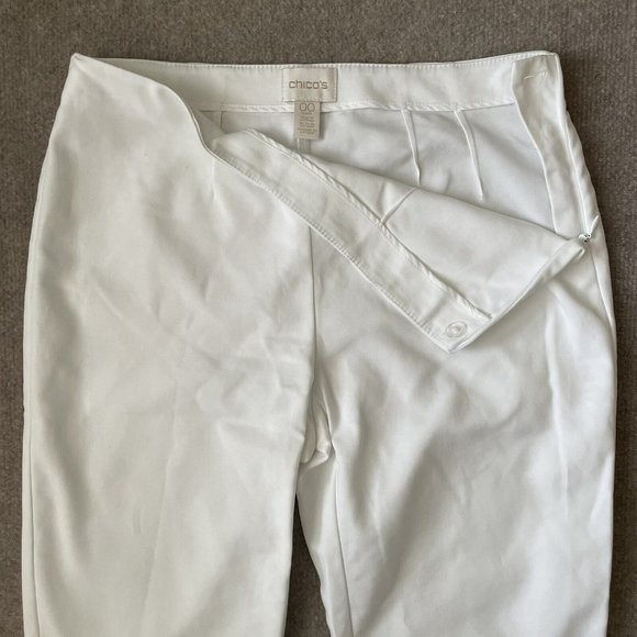 Chico's Pants Womens 00 (Size 2) White Cropped Stretch Side Zip Casual Summer - Picture 5 of 13